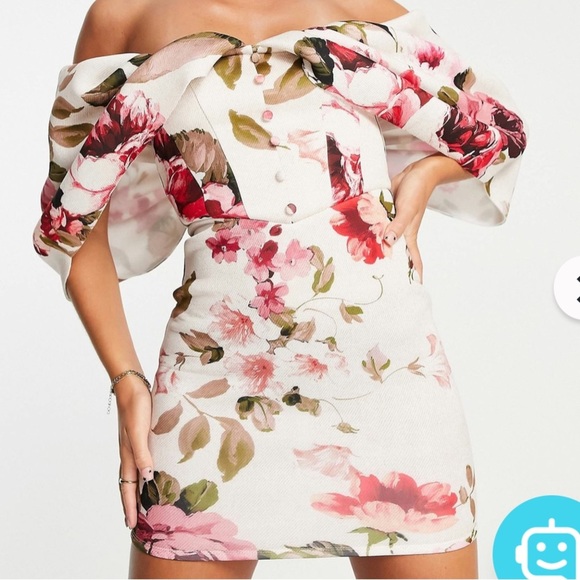 ASOS Floral Off-Shoulder Dress/sold out - Picture 2 of 5